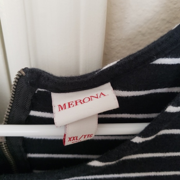 QUARTER SLEEVE BLOUSE | BLACK WITH WHITE STRIPES - Picture 4 of 4